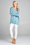 Ladies fashion long sleeve round neck rayon spandex jersey tunic top