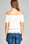 Ladies fashion short sleeve open shoulder smocked detail w/eyelet woven top