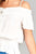 Ladies fashion short sleeve open shoulder smocked detail w/eyelet woven top