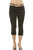 Ladies fashion 4 pocket cuffed belted twill capri