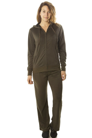 Ladies fashion french terry hoodie jacket and pant set