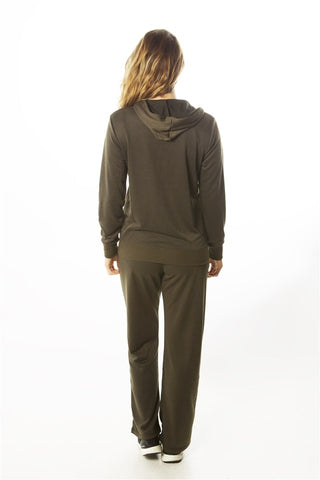 Ladies fashion french terry hoodie jacket and pant set