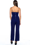 Ladies fashion lattice plunge cage jumpsuit