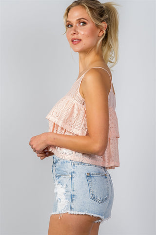 Ladies fashion double layer cropped cami top