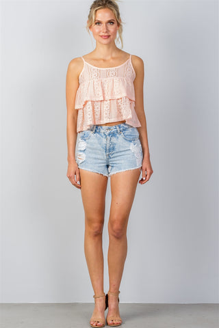 Ladies fashion double layer cropped cami top
