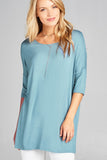 Ladies fashion band elbow sleeve round neck rayon spandex jersey tunic top