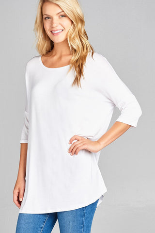 Ladies fashion band elbow sleeve round neck rayon spandex jersey tunic top