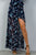 Ladies fashion navy & floral print wrap maxi skirt