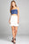 Ladies fashion banded waist wrap look w/ruffle mini skirt