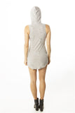 Ladies fashion distress round hem hoodie mini dress - merchandiserus2