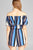 Ladies fashion off the shoulder flounce multi stripe woven romper