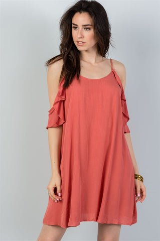 Ladies fashion  spice cold shoulder mini dress - merchandiserus2