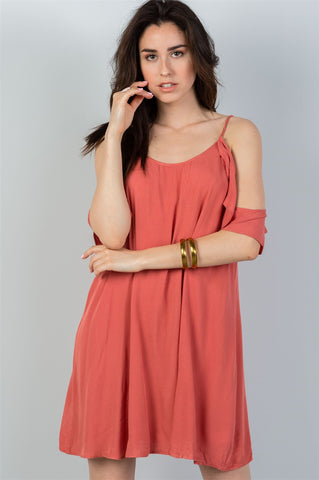 Ladies fashion  spice cold shoulder mini dress - merchandiserus2