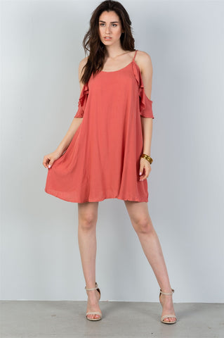 Ladies fashion  spice cold shoulder mini dress - merchandiserus2