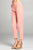 Ladies fashion high rise w/double metal trim belt long leg woven trousers