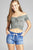 Ladies fashion drawstring detail denim short pants