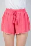 Ladies fashion  watermelon drawstring raw hem shorts