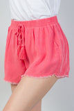 Ladies fashion  watermelon drawstring raw hem shorts