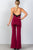 Ladies fashion wine & black lace trim neckline palazzo jumpsuit