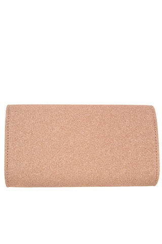 Glittered detailed metal accent evening bag