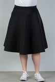 Ladies fashion plus size midi length black midi skirt