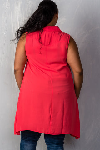 Ladies fashion plus size  hidden button down closure v neckline chic necklace included shirt collar.