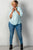 Ladies fashion plus size striped print button down closure long sleeves with roll sleeve top