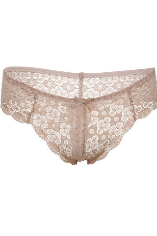 Floral lace opening lace thong panty
