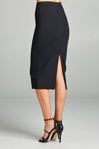 Ladies fashion ponte pencil midi skirt