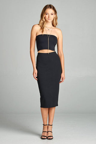 Ladies fashion ponte pencil midi skirt