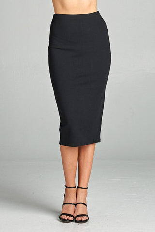 Ladies fashion ponte pencil midi skirt