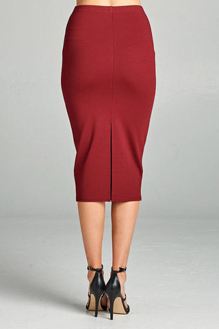 Ladies fashion ponte pencil midi skirt
