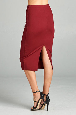 Ladies fashion ponte pencil midi skirt