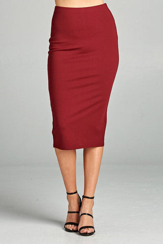 Ladies fashion ponte pencil midi skirt