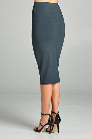 Ladies fashion ponte pencil midi skirt