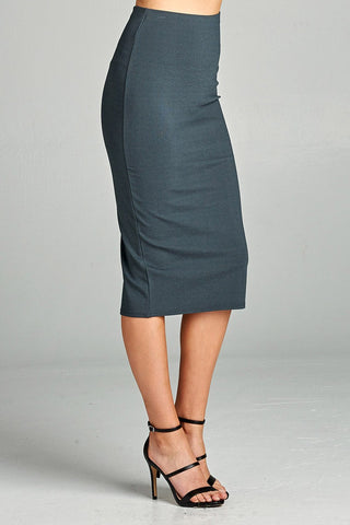 Ladies fashion ponte pencil midi skirt