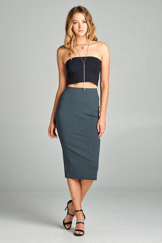 Ladies fashion ponte pencil midi skirt