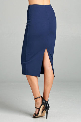 Ladies fashion ponte pencil midi skirt