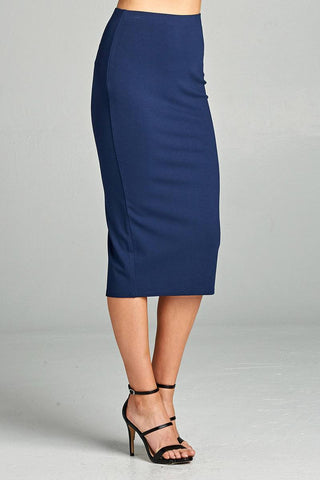 Ladies fashion ponte pencil midi skirt