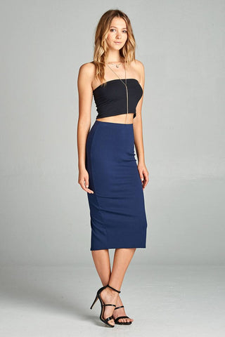 Ladies fashion ponte pencil midi skirt