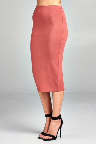 Ladies fashion ponte pencil midi skirt