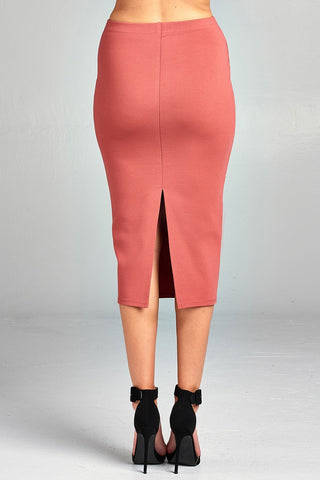 Ladies fashion ponte pencil midi skirt