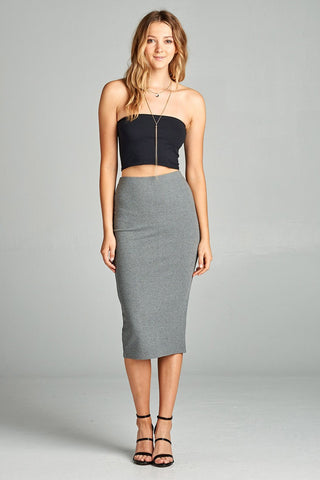 Ladies fashion ponte pencil midi skirt