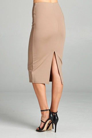 Ladies fashion ponte pencil midi skirt