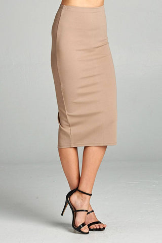 Ladies fashion ponte pencil midi skirt