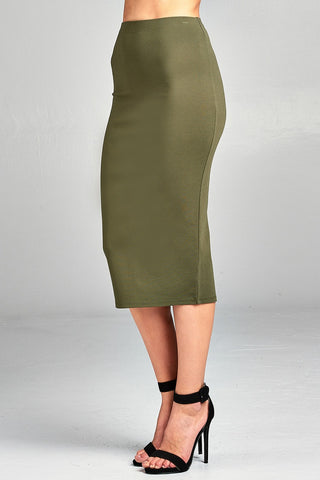 Ladies fashion ponte pencil midi skirt