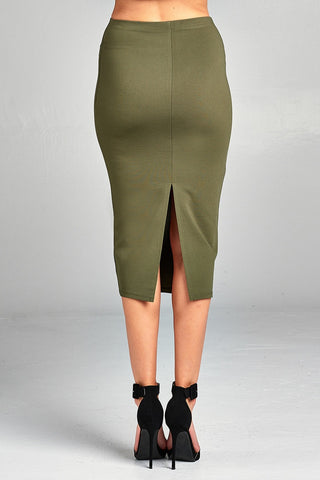 Ladies fashion ponte pencil midi skirt