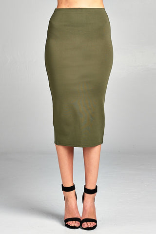 Ladies fashion ponte pencil midi skirt