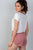 Ladies fashion dusty rose drawstring waist comfortable shorts