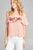 Ladies fashion plus size open shoulder flounce w/embo crepe woven top